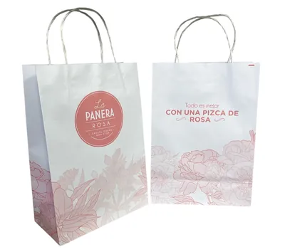 Bolsa fondo cuadrado: Bolsas Fast Food Fondo Cuadrado c.manija Panera Rosa