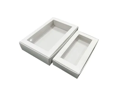 Caja de cartulina: Caja Bombón 1 pieza c.visor blanco