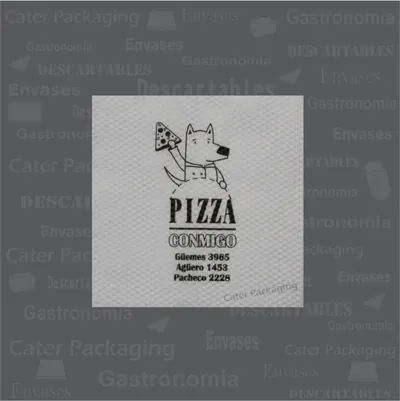 Servilleta de papel 18 × 18 cm: Pizza Conmigo 18 x 18